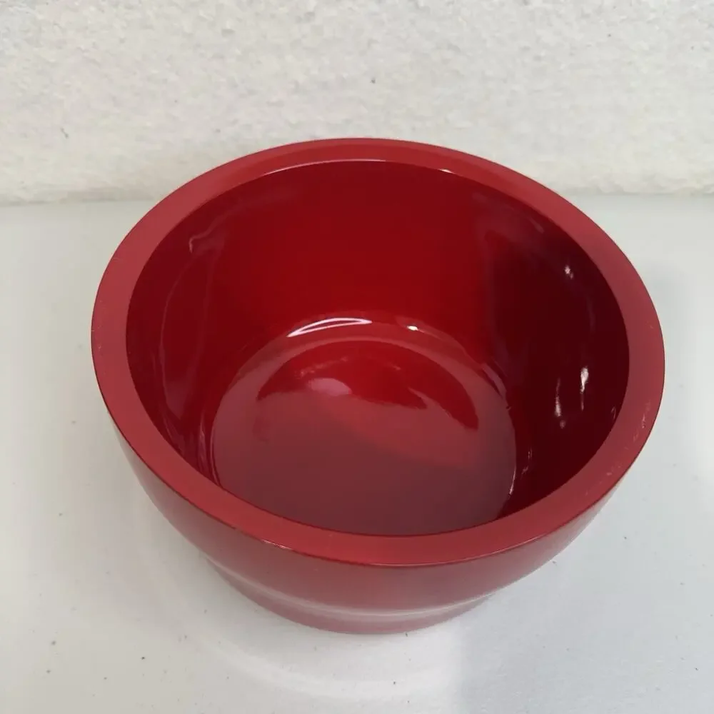 VTG Picnic Serving Set Glossy Cherry Red Nesting Bowls & Platter MCM Plasticware